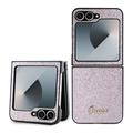 Samsung Galaxy Z Flip6/Z Flip7 FE Guess Glitter Flakes Metal Logo Hybride Hoesje - Roze