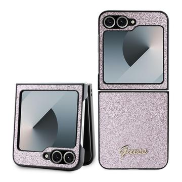 Samsung Galaxy Z Flip6/Z Flip7 FE Guess Glitter Flakes Metal Logo Hybride Hoesje - Roze