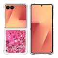 Samsung Galaxy Z Flip7 Glitter Quicksand TPU Hoesje - Roze Harten