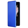 Samsung Galaxy Z Fold3 5G Flip Case - Koolstofvezel - Blauw