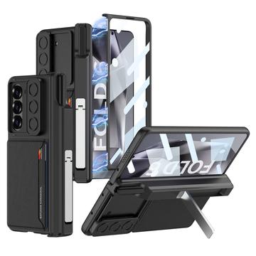 Samsung Galaxy Z Fold6 GKK magnetische hybride hoes met kaarthouder, camera schuifknop - zwart