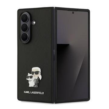Samsung Galaxy Z Fold7 Karl Lagerfeld Saffiano Metal Karl and Choupette hoesje - Zwart