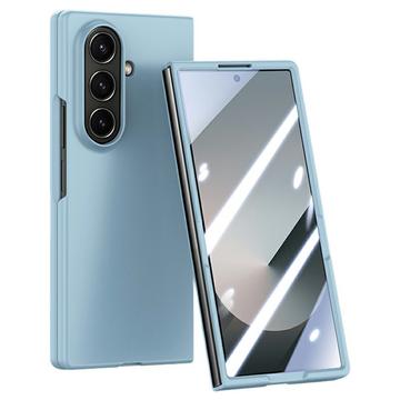 Samsung Galaxy Z Fold7 Kunststof hoesje met buitenste gehard glazen schermbeschermer - babyblauw