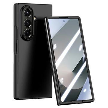 Samsung Galaxy Z Fold7 Kunststof hoesje met buitenste gehard glazen schermbeschermer - zwart