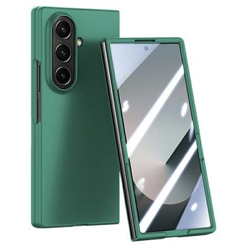 Samsung Galaxy Z Fold7 Kunststof hoesje met buitenste gehard glazen schermbeschermer - donkergroen