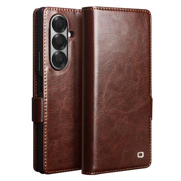 Samsung Galaxy Z Fold7 Qialino Classic Wallet Leren Hoesje - Donkerbruin