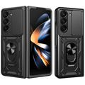 Samsung Galaxy Z Fold7 Roterende ring hybride hoesje met camera schild - Zwart