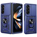 Samsung Galaxy Z Fold7 Roterende ring hybride hoesje met camera schild - Blauw