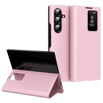 Samsung Galaxy Z Fold7 Smart Clear View Flip Hoesje met kaartsleuf - Roze