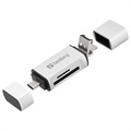 Sandberg SD / MicroSD Card Reader - USB-A / USB-C / MicroUSB - Zilver