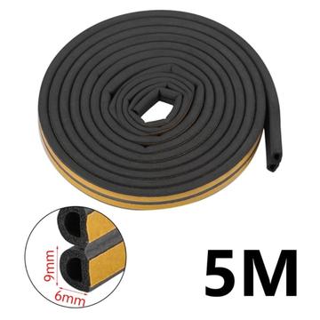 Zelfklevende EPDM afdichtstrip voor deuren en ramen - 5m, 9x6mm - Zwart