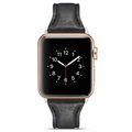 Apple Watch Series SE/6/5/4/3/2/1 Slim Leder Bandje - 44mm, 42mm - Zwart