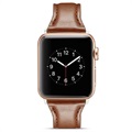 Apple Watch Series 7/SE/6/4/3/2/1 Slanke leren band - 45 mm/44 mm/42 mm - Koffie