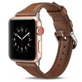 Apple Watch Series 7/SE/6/4/3/2/1 Slanke leren band - 45 mm/44 mm/42 mm - Koffie