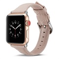 Apple Watch Series 7/SE/6/5/4/3/2/1 Slanke leren band - 45 mm/44 mm/42 mm - Roze