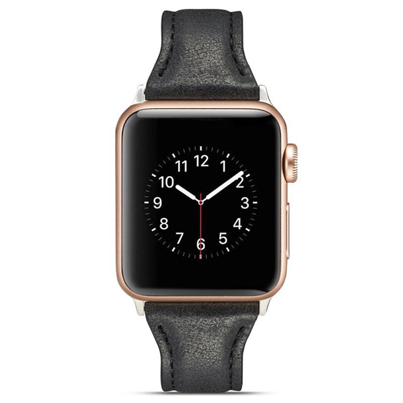 Apple Watch Series 7/SE/6/5/4/3/2/1 Slim Leder Bandje - 40mm, 38mm