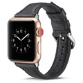 Apple Watch Series 7/SE/6/5/4/3/2/1 Slanke leren band - 41 mm/40 mm/38 mm - Zwart
