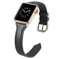 Apple Watch Series 7/SE/6/5/4/3/2/1 Slanke leren band - 41 mm/40 mm/38 mm - Zwart