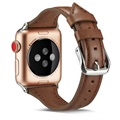 Apple Watch Series 7/SE/6/5/4/3/2/1 Slanke leren band - 41 mm/40 mm/38 mm - Koffie