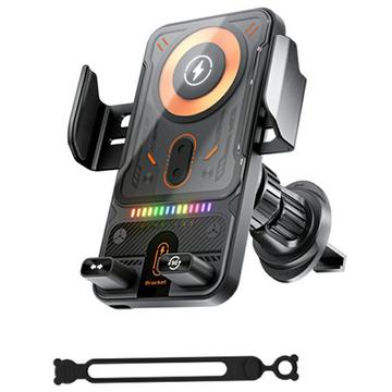 Smart Sensor Auto Telefoonhouder / 15W Draadloze Lader - Zwart