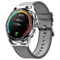 Smartwatch met Bloeddruk- en O2-sensor H8S - Leren Band - grijs