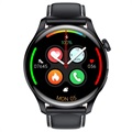 Smartwatch met Leren Band M103 - iOS/Android - Zwart