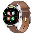 Smartwatch met Leren Band M103 - iOS/Android - Bruin