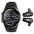 Smartwatch met TWS Earphones JM06 - Siliconen band - Zwart