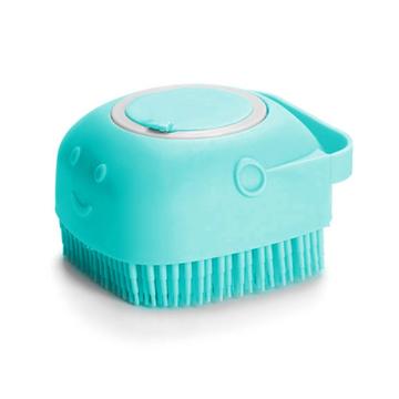 Zachte honden/kattenbadborstel met shampoodispenser