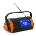Noodradio op zonne-energie met zaklamp, powerbank - Zwart / Oranje