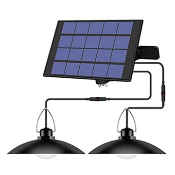 Op zonne-energie hangende LED-lamp met verlengsnoer - 2-kops