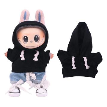 Effen Hoodie voor Labubu Minifiguur 17cm - Zwart
