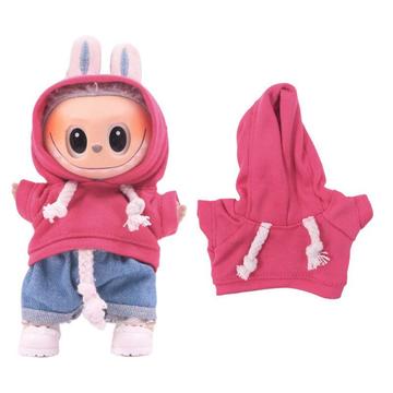 Effen Hoodie voor Labubu Minifiguur 17cm - Hot Pink