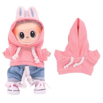 Effen Hoodie voor Labubu Minifiguur 17cm - Roze