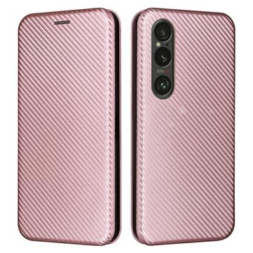 Sony Xperia 1 VI Flip Hoesje - Koolstofvezel - Rosé goud