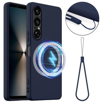 Sony Xperia 1 VII Liquid Siliconen Hoesje - MagSafe Compatibel - Donkerblauw