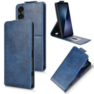 Sony Xperia 1 VII Verticale Flip Hoesje met Standaard - Donkerblauw