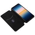 Sony Xperia 10 III, Xperia 10 III Lite Flip Case - Koolstofvezel - Zwart