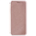 Sony Xperia 10 III, Xperia 10 III Lite Flip Case - Koolstofvezel - Roségoud