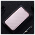 Sony Xperia 10 III, Xperia 10 III Lite Flip Case - Koolstofvezel - Roségoud