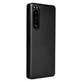 Sony Xperia 5 III Flip Case - Koolstofvezel - Zwart