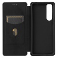 Sony Xperia 5 III Flip Case - Koolstofvezel - Zwart