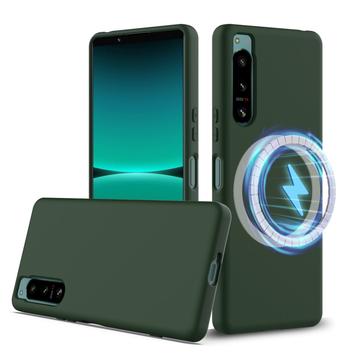 Sony Xperia 5 IV Liquid Siliconen Hoesje - MagSafe Compatibel - Donkergroen