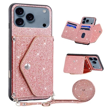 iPhone 17 Pro Stardust Cover met Kaarthouder - Roze