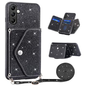 Samsung Galaxy A17/A14 5G Stardust Cover met Kaarthouder - Zwart