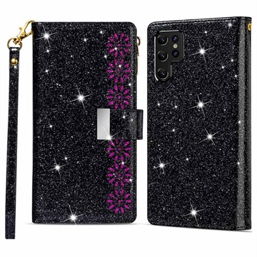 Starlight Series Samsung Galaxy S22 Ultra 5G Wallet Case - Zwart