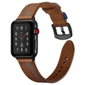 Apple Watch Series 7/SE/6/5/4/3/2/1 Gestikte Leren Band - 41mm/40mm/38mm - Bruin