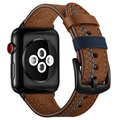Apple Watch Series SE/6/5/4/3/2/1 Stitched Leren Bandje - 42mm, 44mm - Bruin