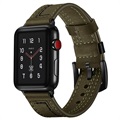 Apple Watch Series 7/SE/6/5/4/3/2/1 Gestikte Leren Band - 45mm/44mm/42mm - Groen