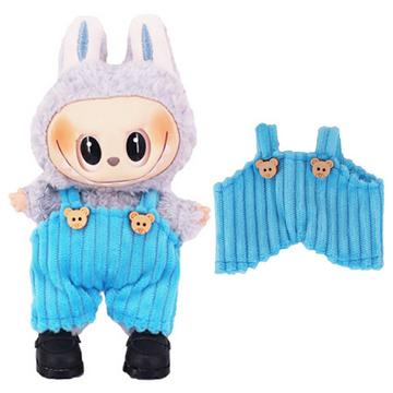 Gestreepte Beer Slabbetje Overalls voor Labubu Minifiguur 17cm - Blauw
